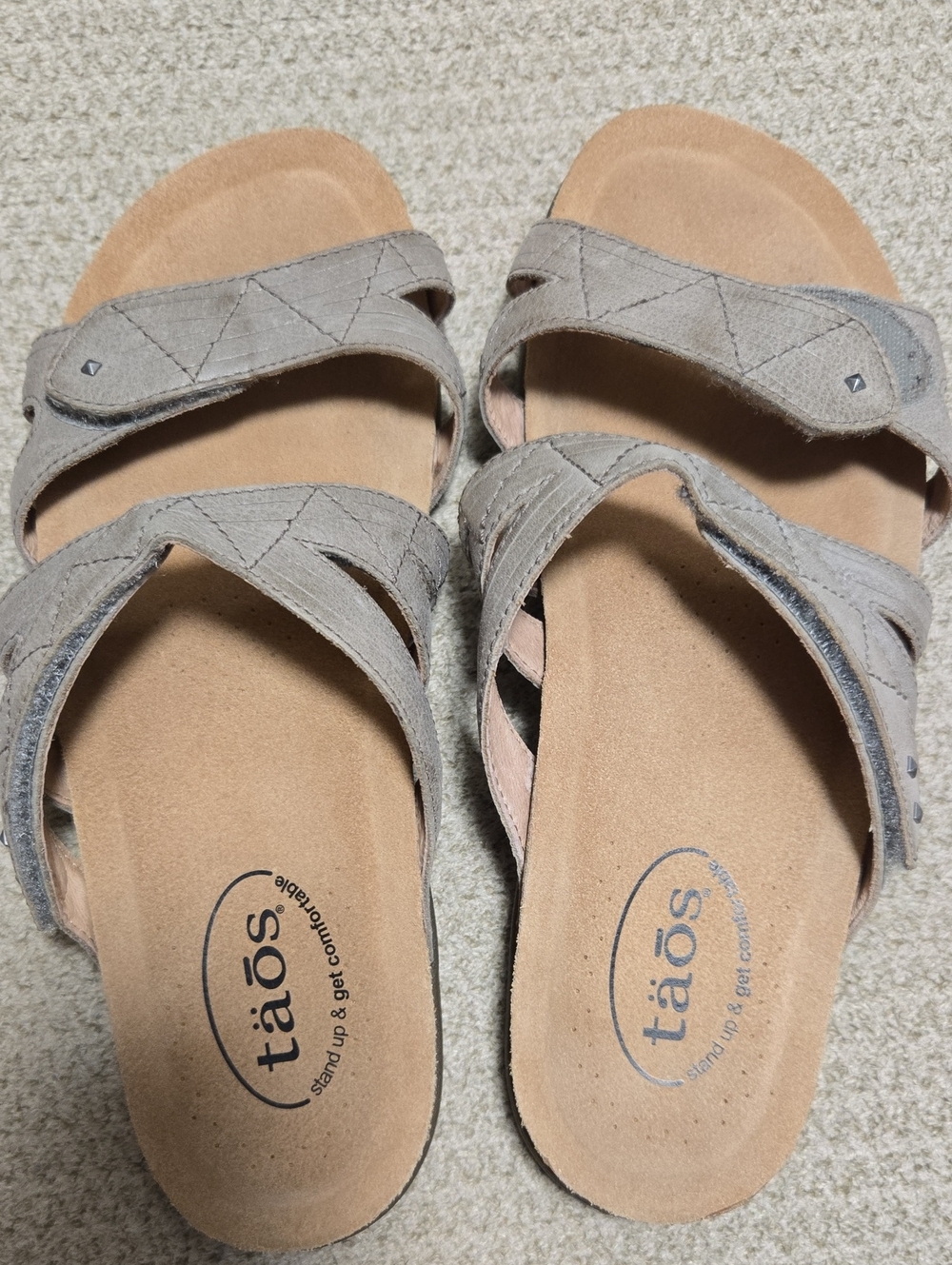 Taos Premier Slides Size 10 Gray Sandals